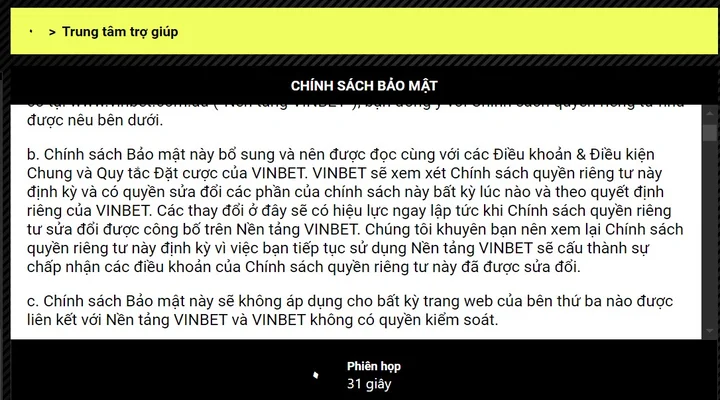 Cập nhật chính sách bảo mật Vinbet mới nhất 2024