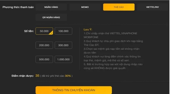 Hướng dẫn nạp tiền Vinbet với các phương thức được hỗ trợ 